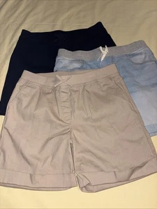 Izod Girls Khaki Blue & Denim Shorts Size 16.5 Plus Lot Of 3 - Picture 1 of 12