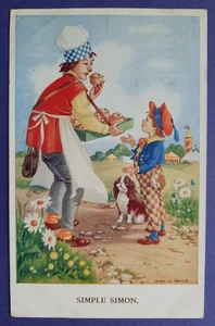 Postcard Jean.D.Howe,"Simple Simon" Nursery Rhyme.Postmark N.Berwick 1956 - Picture 1 of 3
