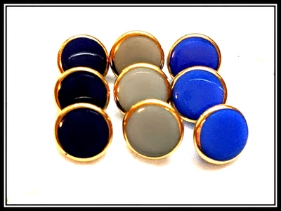 9 Vintage Czech Glass Buttons. 3 colors. Sewing Delight.  ~ 1/2" - Image 1 of 4