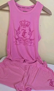 Juicy Couture Nachtwäsche Pretty Pout GR. L PYJAMA SET PINK LOGO STRETCH NEU MIT ETIKETT - Bild 1 von 5