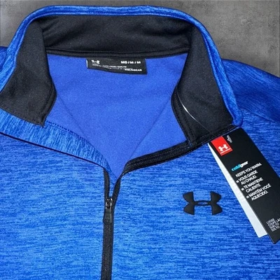 Рубашка свободного покроя мужская Under Armor ColdGear 1/4 на молнии с длинным рукавом синяя размер средний - Изображение 1 из 4