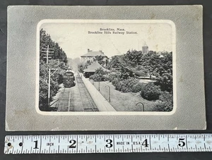 Antique Postcard Brookline Massachusetts Railway Station Posted - Picture 1 of 2