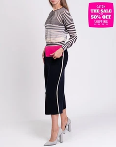 RRP€400 CHINTI & PARKER Wool Knitted Capri Trousers Size M Seam Front Made in UK - Picture 1 of 9