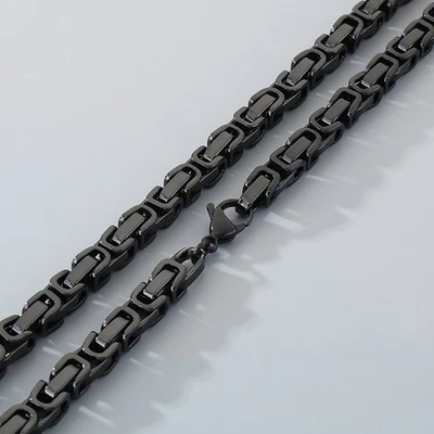 Collar de cadena bizantina de moda de acero inoxidable de 8 mm 26 pulgadas negro para hombres regalos Foto 1 de 4