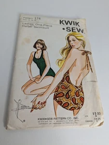 Vintage One Piece Halter Swimsuit Swimwear Pattern 174 Sizes 14 16 18 Kwik Sew - Picture 1 of 6