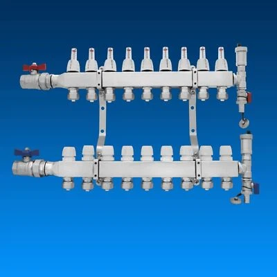 CAPRICORN Heizkreisverteiler Edelstahl m. Entlüfter Durchflußanzeiger HKV Fußbodenheizung