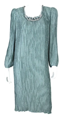 Vestido recto de satén plisado azul polvo vintage MARY McFADDEN 6 Foto 1 de 4