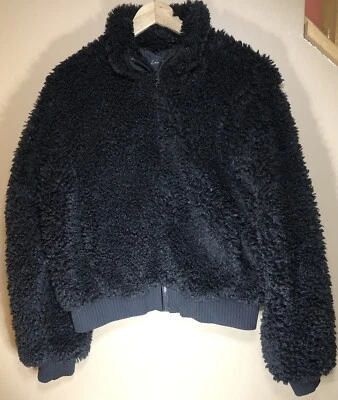 Abrigo CHAQUETA LOVE TREE Forrado Negro Imitación Piel Suave Esponjoso Peluche Bombardero Cremallera Completa Foto 1 de 4