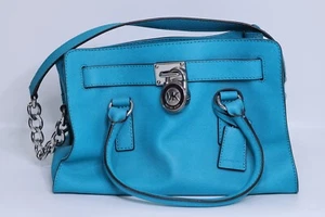 Bolso Cartera Michael Kors Hamilton con Cadena Plateada Azul Cartera - Imagen 1 de 13