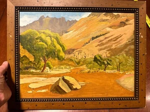 Pintura al óleo sobre lienzo paisaje vaquero occidental Lotan 1977 - Imagen 1 de 3