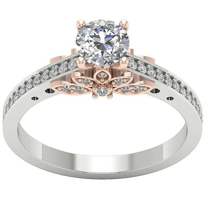 Designer Solitaire Engagement Ring 14K Gold VS F 1.10 Ct Lab Grown Round Diamond - Image 1 of 4