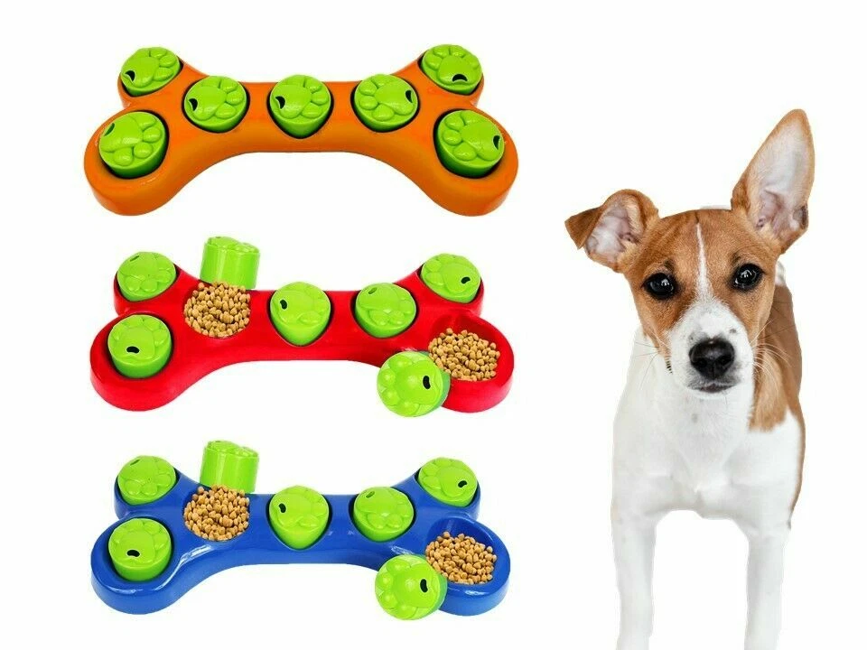 PET TOUCH Dog Pet Paw Puzzle Feeder Bone Toy Boredom Breaker Interactive Foraging Bowl