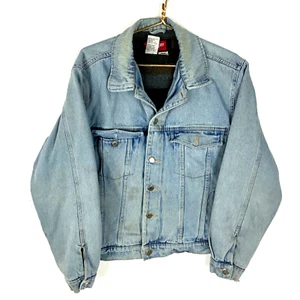 Vintage Wrangler Hero Denim Jean Jacket Medium Blue Light Wash Lined - Picture 1 of 7