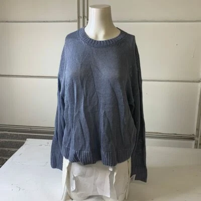 Suéter MADEWELL de lino con hombros caídos para mujer talla L azul jay Foto 1 de 4