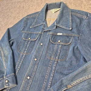 Vtg Sedgefield Shirt Mens Large Blue Western Denim Pearl Snap Heavy 70s Made USA - Picture 1 of 10