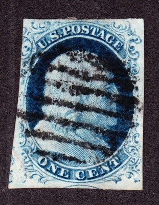 US 9 1c Franklin Used VF-XF w/ Black Grid Cancel SCV $95 - Image 1 of 2
