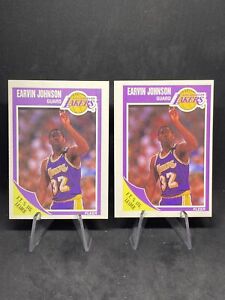 Magic Johnson 2 Card Lot 1989-90 Fleer NBA Card #77 Lakers HOF