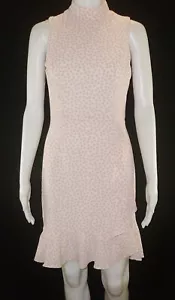 Betsey Johnson Dress Womens 2 Pink Polkadot Cocktail Retro Ruffled High Neck - Picture 1 of 4