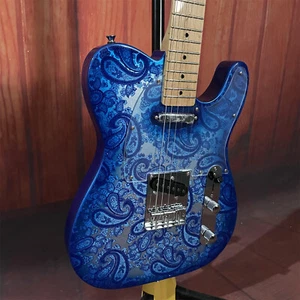 Solid Body Blue Paisley TL Electric Guitar 6 Strings Maple Neck Dot Inlay - Picture 1 of 7