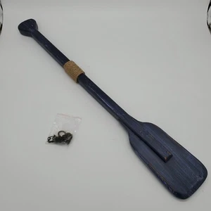 Wooden Decorative Rowing Boat Paddle Navy Blue with Hooks 23.5" - Picture 1 of 9