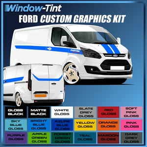 FOR FORD TRANSIT CUSTOM VAN SWB SIDE RACING STRIPE VINYL STICKER GRAPHICS KIT - Picture 1 of 20
