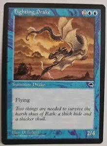 MTG Magic The Gathering Card Fighting Drake Summon Drake Blue Tempest 1997 - Picture 1 of 2