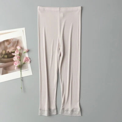 Women 100% Mulberry Silk Short Pettipant Half Slip Bottoms Pajamas Leggings - Image 1 of 4