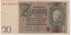 Germany | 1929 | 20 Reichsmark | Wilmar Republic | P# 181a EF - Picture 1 of 2