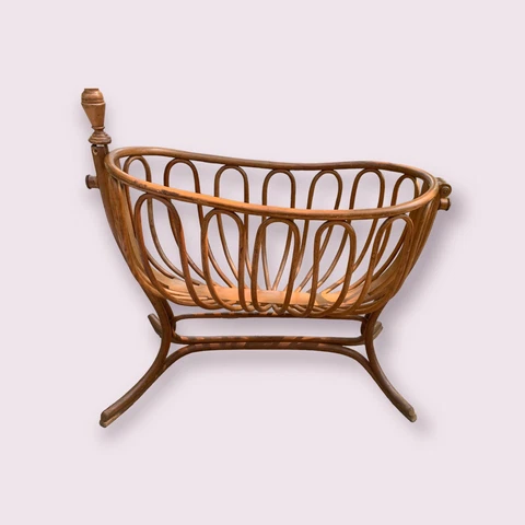 ANTIQUE THONET STYLE BENTWOOD CHILD'S ROCKING CRADLE BASSINET CRIB ART NOUVEAU Cover