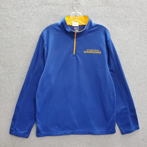 Golden State Warriors Men Sweatshirt Large Blue Logo 1/4 Zip Long Sleeve TX3 Cover