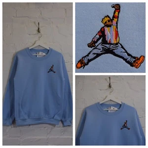 Hecho real Biggie x Jordan Hip Hop azul claro cuello redondo sudadera top - Imagen 1 de 4