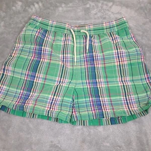 Polo Ralph Lauren Swim Trunks Men's Large Green Plaid Mesh Board Short Vintage - Picture 1 of 11