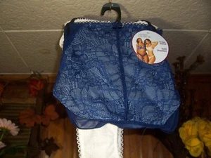 ADORED BY ME WOMENS UNDERWEAR PANTIES BIKINI BRAZILIAN STYLE BLUE WHITE LACE 3XL - Picture 1 of 2