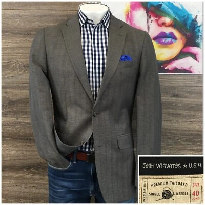 John Varvatos Mens Blazer Sport Coat Two Button Casual Jacket 40L Linen Wool - Image 1 of 4