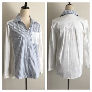 BAILEY 44 Anthropologie Womens sz XS Blue White Striped Long Sleeve Button Shirt - Picture 1 of 9