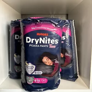 Huggies DryNites Girl's Pyjama Pants, 8-15 Years (9 Pack) X 3 - Picture 1 of 5
