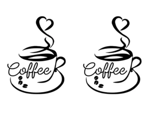 Coffee Cup Steam Heart Decal Stickers Pack Of 2 Choose Your Size And Colour - Picture 1 of 12