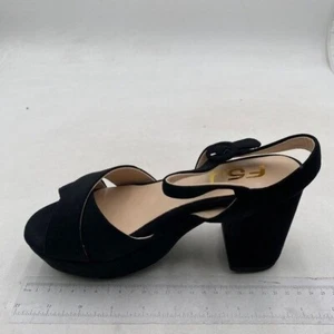 FSJ Women Peep Toe Chunky High Heels Platform Sandals Ankle Strap Black Shoes - Picture 1 of 7