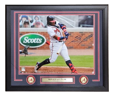 Ronald Acuna Jr. Signed Framed 16x20 Atlanta Braves Photo JSA - Image 1 of 4