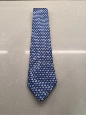 Corbata Floral Salvatore Ferragamo Azul Verde y Blanco Usada en Excelente Condición Foto 1 de 3