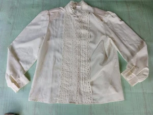 Lauren Lee hochgeschlossene Bluse weiß Damen Größe 14 Langarm schönes Design  - Bild 1 von 14