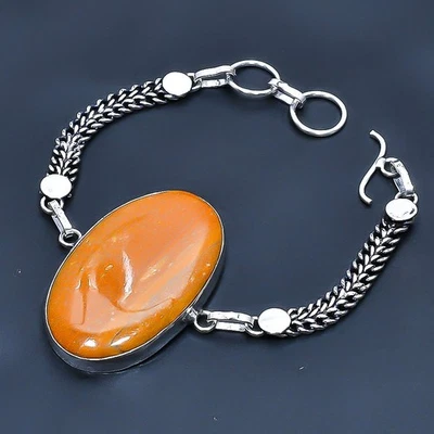 Yellow Mookaite Handmade Gemstone Jewelry Bracelet 7-8" y164 - Image 1 of 3