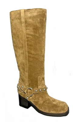 Marc Fisher LTD Ofida Arnés Hasta la Rodilla Estilo Moto Gamuza Botas Oscuro Natural 7M Foto 1 de 4