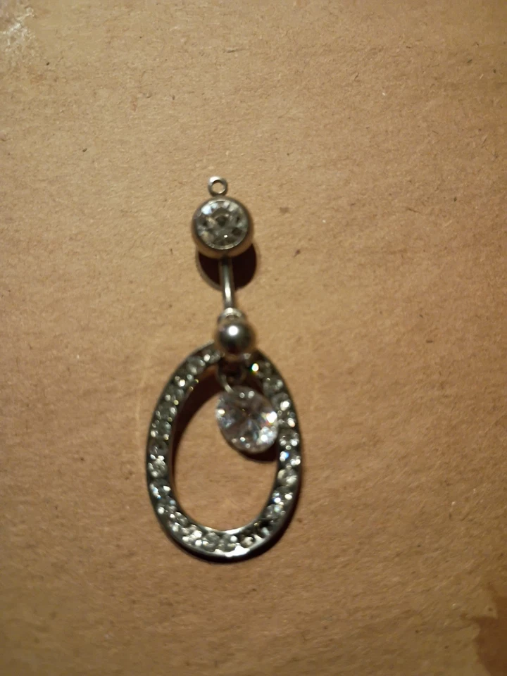 Блестящий белый кристалл пупок кнопка кольцо ювелирных изделий висячий красивый - Изображение 1 из 1