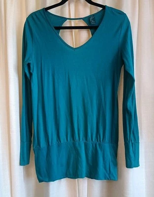 PrAna Cantena Women's Size XS Turquoise Yoga Drop Waist V-Neck Long Sleeve Tunic - Image 1 of 4