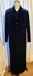 Coldwater Creek Womens L Sleeve Long Blue Stretch Velvet Dress Sz S-MP Pre-owned - Picture 1 of 9