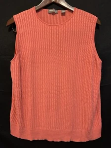 Valerie Stevens Woman Sleeveless Cable knit Sweater Coral Size 2x 100% Silk - Picture 1 of 12