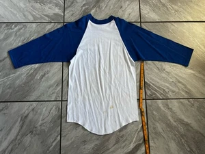 Herren Hemd Baseball royalblau weiß 3/4 Arm klein Vintage Soffe - Bild 1 von 5