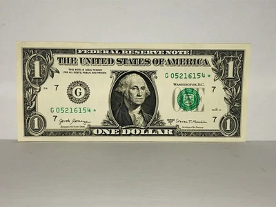 $1 one 2017 A Dollar Bill Star Note S/N G05216154* Collectible Star Bill 2017A - Image 1 of 4