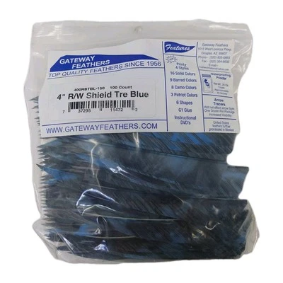 100 PackGateway Feathers 4" Right Wing: Shield Camo Tre Blue 400RSTBL-100 - Image 1 of 3